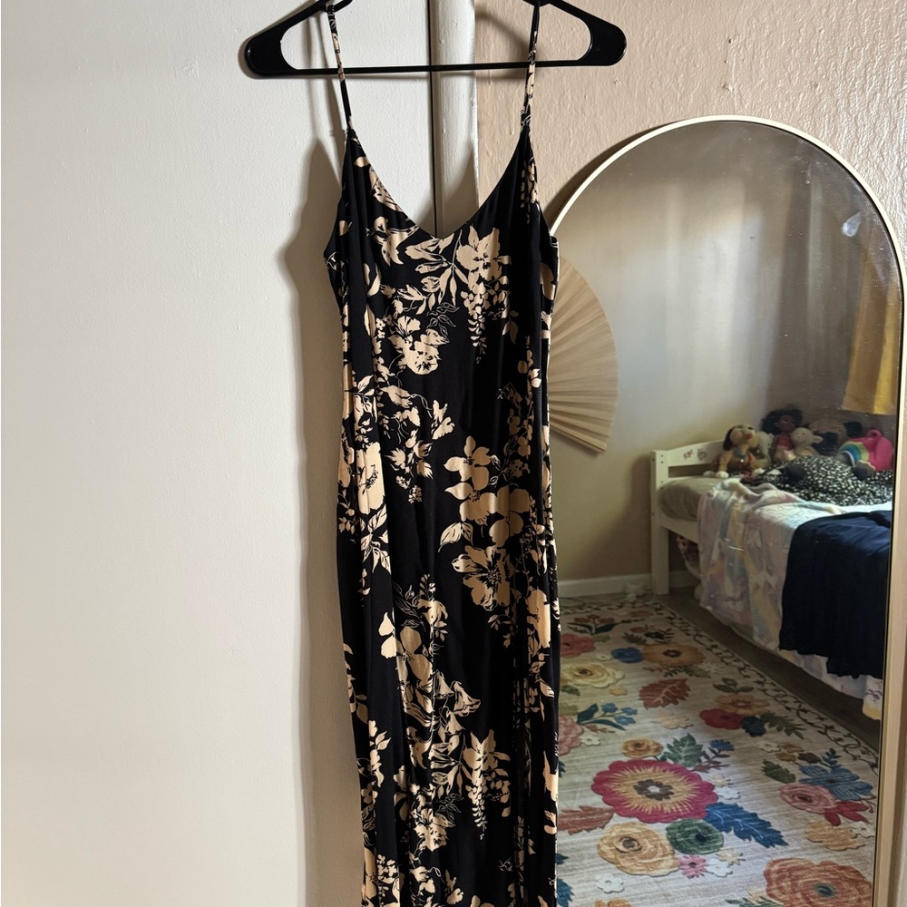 Reformation Crimini Dress Black Slip Maxi Dress Spaghetti Strap Cocktail